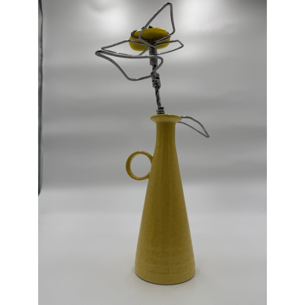 Mikasa Ceramic & Metal Flower Figurine Yellow & Beige Decorative Collectible